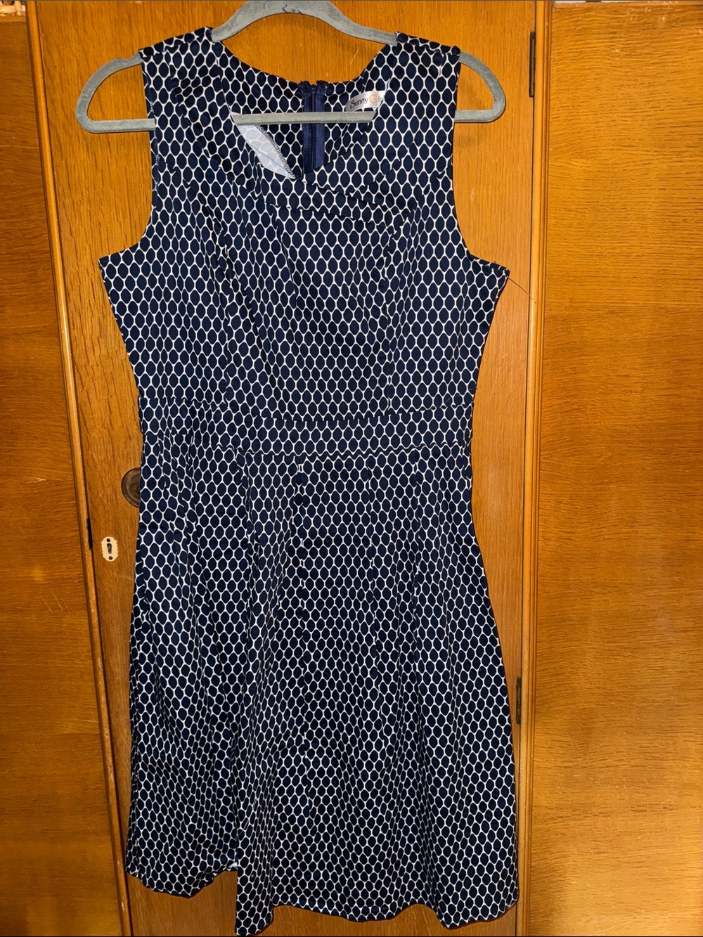 Sunny Girl Navy and White Geometric Dress